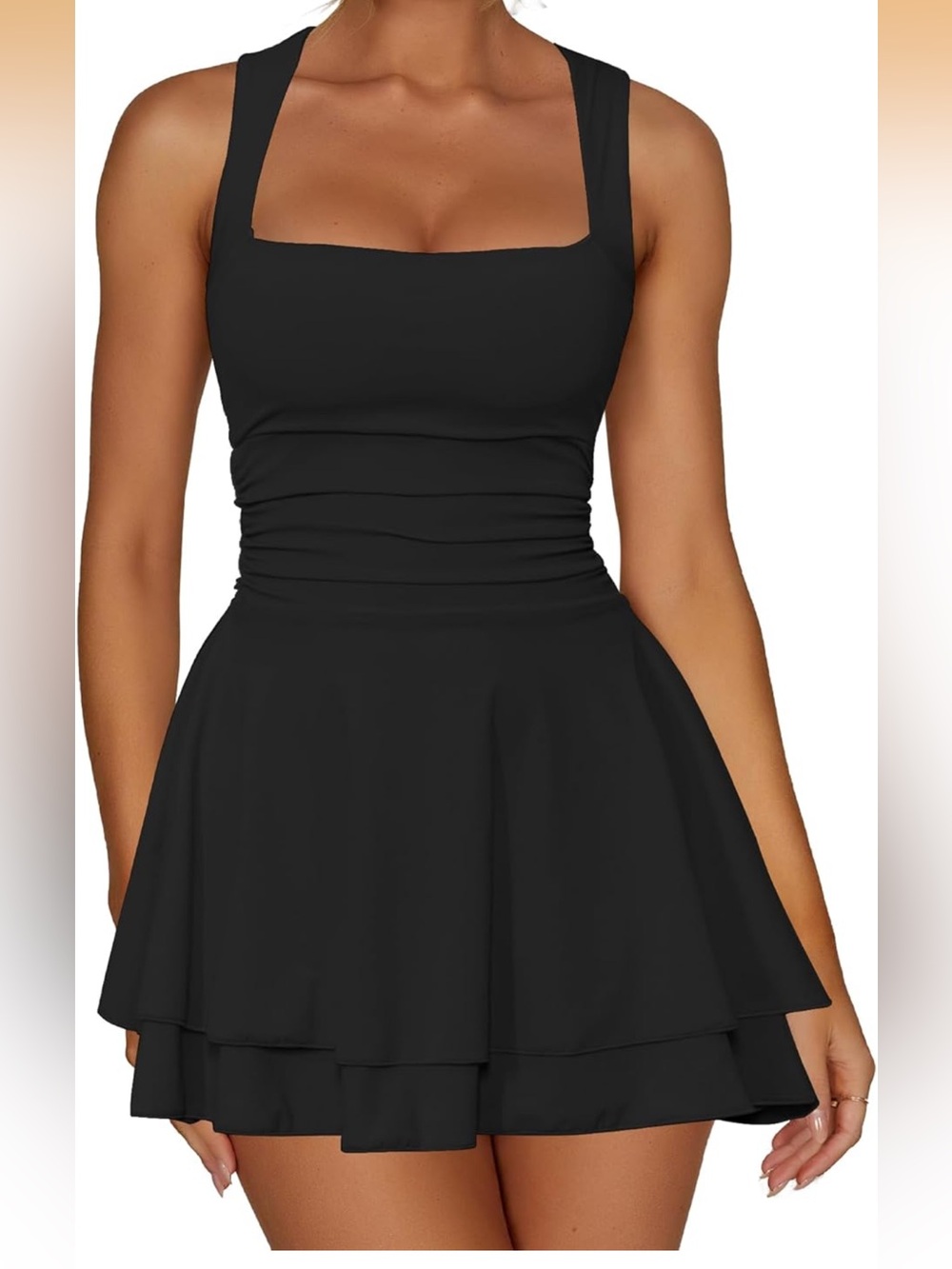 Women’s square neck black athletic dress size medium